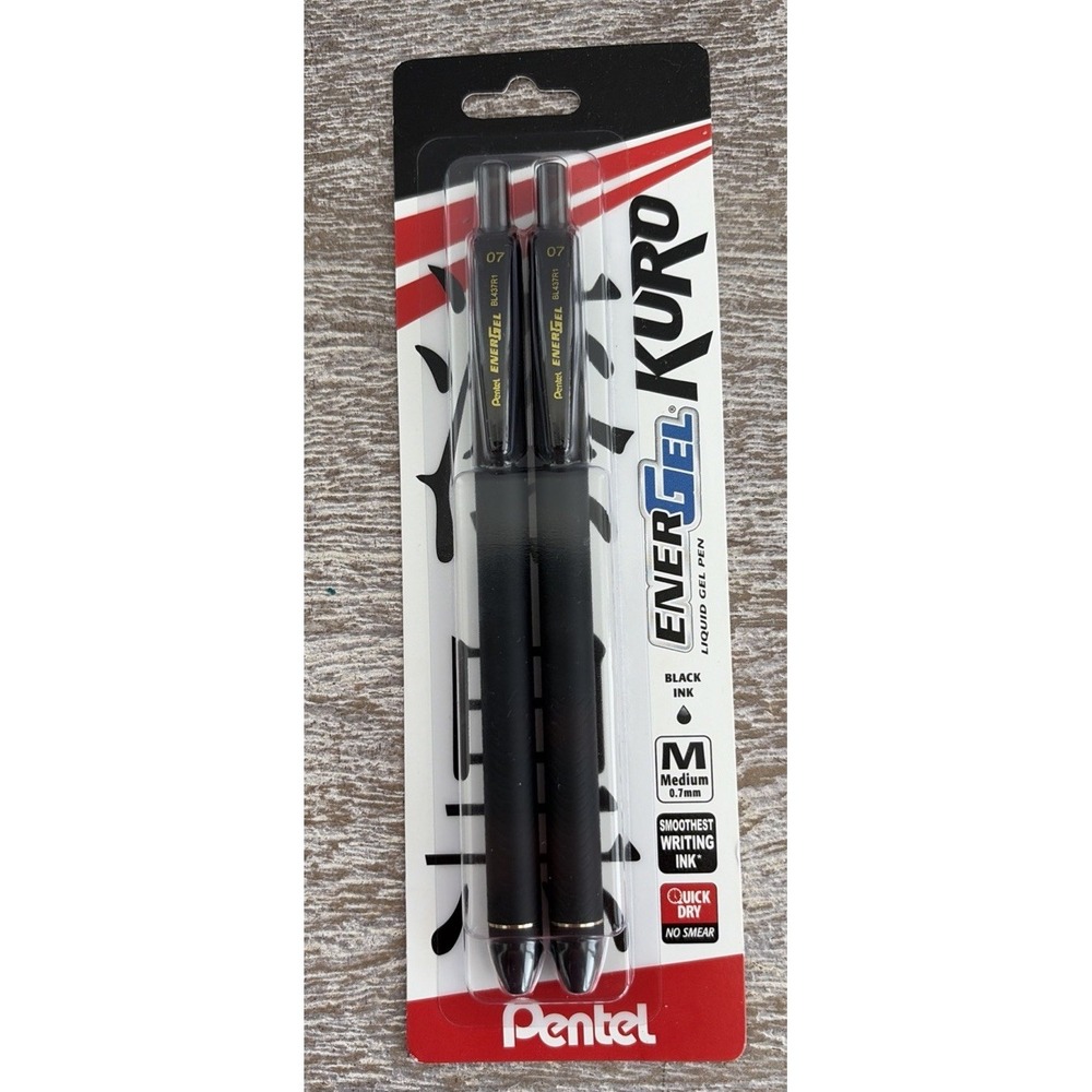 EnerGel Pro Black Gel Pens 0.7mm Quick Drying Permanent Ink Pack of 2